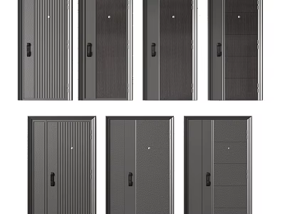 Stylish Security Doors With Various Gray Designs And Modern Panel Styles 3d model