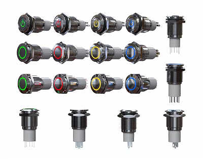 Industrial Equipment Control Knobs With Various Colors LED Indicators And Durable Design For Panels 3d model