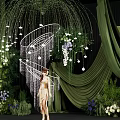 Green Themed Photo Spot With Hanging Decorations Staircase And Fresh Flowers