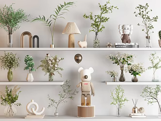 Modern vase flowers and plants combination 3d model