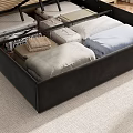 Storage Boxes Under Bed Frame With Folded Linens And Organizational Compartments 3d model