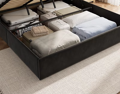 Storage Boxes Under Bed Frame With Folded Linens And Organizational Compartments 3d model