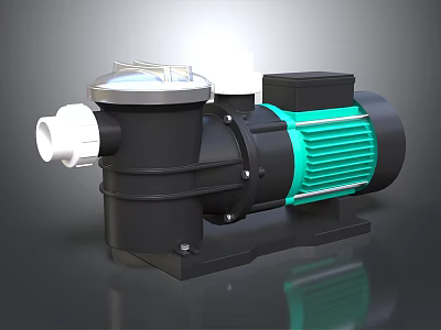 Industrial Water Pump With Black Body Green Motor And White Connector 3d model