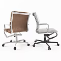 Modern Office Chairs In Brown And White With Armrests And Swivel Wheels