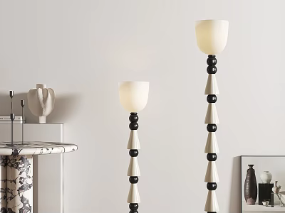 Modern Floor Lamps With Black White Design In Minimalist Interior 3d model