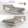 Modern Double Bed With Upholstered Frame Soft Bedding And Decorative Pillows