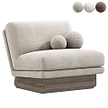 Modern Light Gray Accent Chair with Two Spherical Cushions and Wooden Base Design