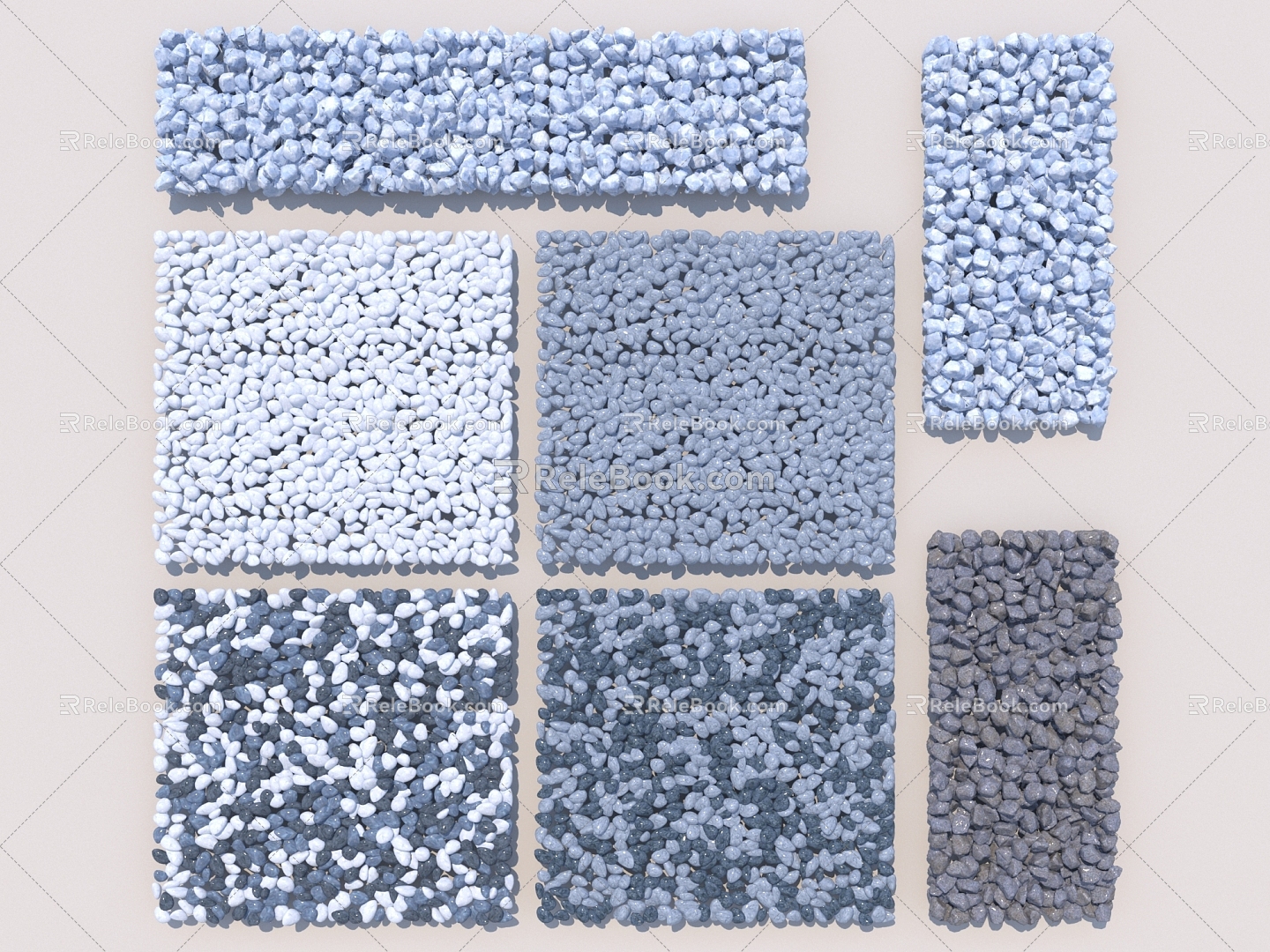 modern stone paving cobblestone gravel courtyard gravel paving 3d model