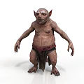 Mythical Animal Creature with Big Ears Stocky Body Tattered Loincloth and Long Fingers Standing