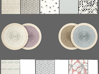 Round Rugs With Various Geometric Patterns And Colorful Textured Designs For Home Decor 3d model