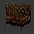 Classic Red Leather Single Seater Sofa With Diamond Tufted Design And Wooden Legs