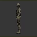 3D Tactical Character Model in Camouflage Uniform With Helmet Goggles Bulletproof Vest and Knee Pads