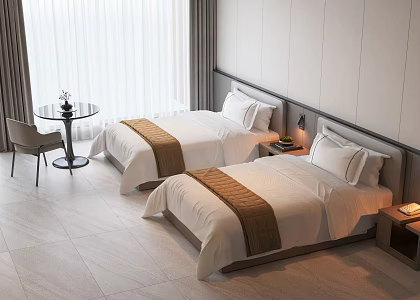 Modern Hotel Bed Hotel Room Big Bed Room Standard Room Double Room Famous Hostel Single Bed 3d model
