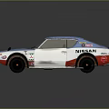 Vintage Blue And White Race Car With DUNLOP Logo Rear Spoiler And Alloy Wheels