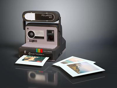 Classic Polaroid Camera With Instant Digital Photos For Creative Photography Lovers 3d model