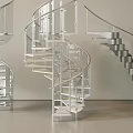 Modern Spiral Staircase Design With Metal Frame And Glass Railing Structure