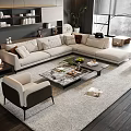 Modern Sofa Coffee Table Combination Corner Sofa Leisure Sofa Floor Lamp Jewelry Ornaments 3d model