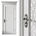 Modern Swing Door With Intricate Geometric Pattern And Decorative Metal Handle