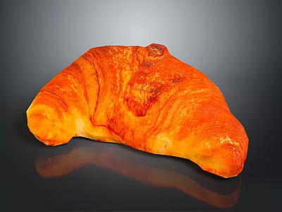 Golden Freshly Baked Croissant With Crispy Flaky Layers And Buttery Taste 3d model