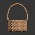 Wicker Storage Basket With Rope Handle For Household Everyday Use 3d model