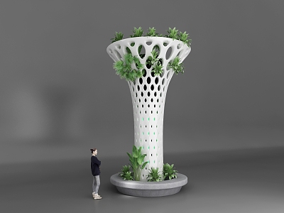 Modern style landscape column green plant landscaping model