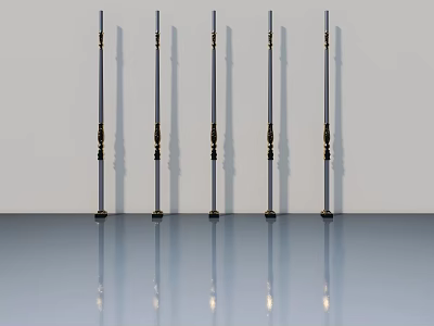 Decorative Metal Hinged Doors With Golden Handles And Shiny Surface On Reflective Floor 3d model