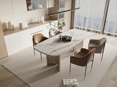 Dining table and chair combination model