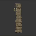 Natural Stone Pillar Featuring Stacked Rough Stones And Textured Surface