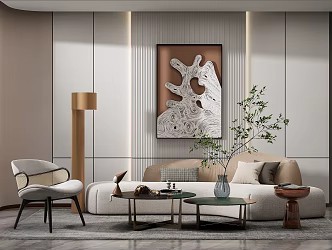Modern sofa coffee table combination home leisure chair 3d model