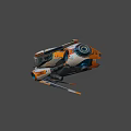 Futuristic Fighter Jet 3D Model With Detailed Orange White Blue Mechanical Design