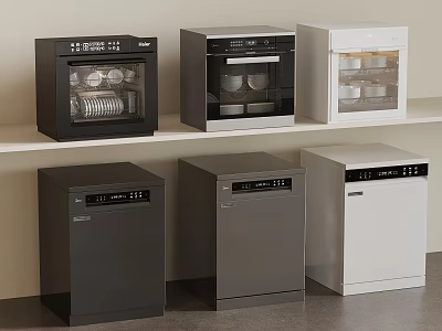 Various Colored Dishwashers In Countertop And Freestanding Styles For Kitchen Use 3d model