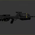 Futuristic Sci-Fi Rifle With Scope Yellow Stripes Black Design And Ergonomic Grip