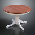 Round Dining Table With Wooden Tabletop And White Central Pedestal Curved Feet
