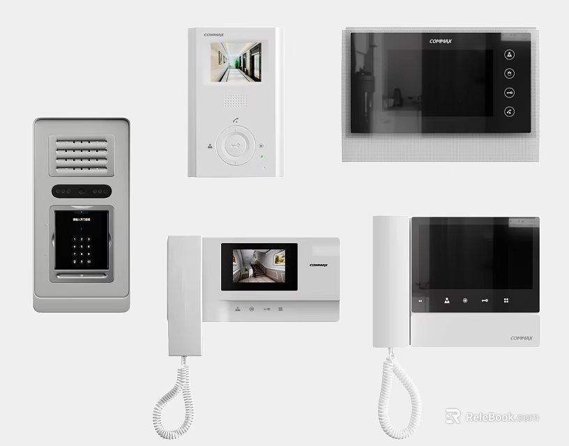 Different Types Of Doorbell Devices Including Video Intercom And Wired Models 3d model 