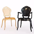 Light And Black Transparent Accent Chairs With Ornate Details And Armrests
