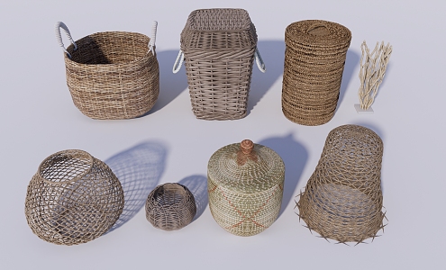 Bamboo Basket Bamboo Basket Storage Basket Dirty Clothes Basket Folklore Ornaments-Quiet Ornaments Bamboo Ornaments Bamboo Sketches Folklore Bamboo Basket Dirty Clothes Basket 3d model