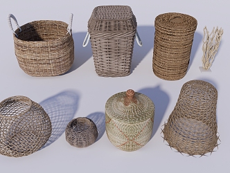 Bamboo Basket Bamboo Basket Storage Basket Dirty Clothes Basket Folklore Ornaments-Quiet Ornaments Bamboo Ornaments Bamboo Sketches Folklore Bamboo Basket Dirty Clothes Basket 3d model