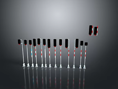 Various Traffic Light Models With White Poles And Black Signal Heads 3d model