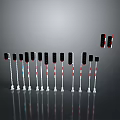Various Traffic Light Models With White Poles And Black Signal Heads