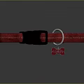 Red Pet Collar with Black Buckle Beige Lining Metal Ring and Small Tag for Pets