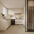 Sleek Modern Kitchen Interior With White Cabinets And Stainless Steel Appliances