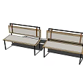 Two Modern Wooden Benches With Black Metal Legs And Minimalist Design