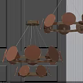 Modern Gold Ring Chandelier With Multiple Circular Discs In Minimalist Interior Design 3d model