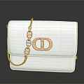 White Textured Leather Handbag With Rose Gold Chain And Logo Clasp
