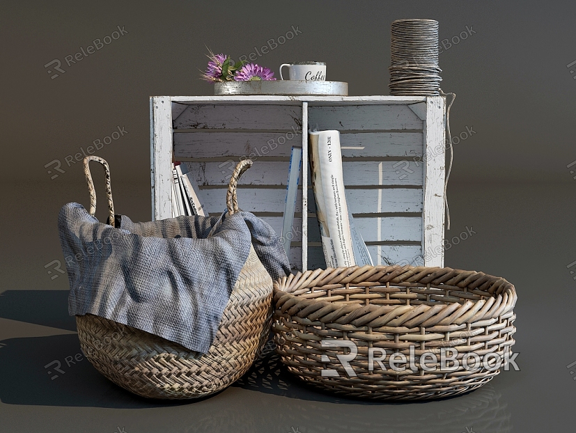 Modern Storage Basket Bamboo Basket model