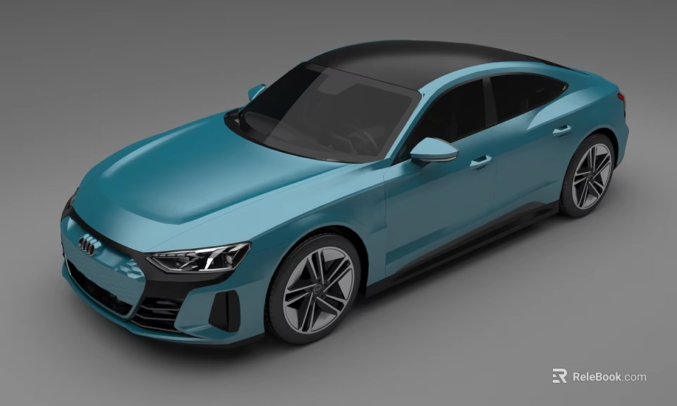 Modern Blue Sports Sedan With Sleek Body Black Roof And Alloy Wheels 3d model 