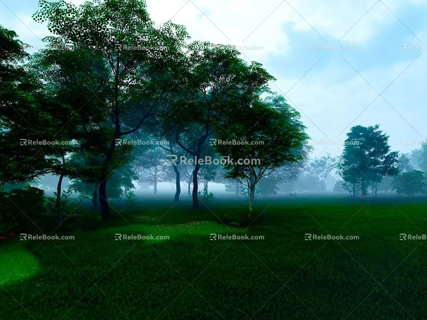 Modern Forest Sky Box Forest Background Game Environment 3d model