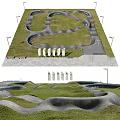 Road Facilities Design With Winding Roads Green Spaces Street Lights And Benches