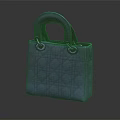 Blue Textured Leather Handbag With Circular Pattern And Handheld Handle Design