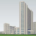 Comprehensive Architectural Complex Design With High Rise Buildings Linked Structures Green Spaces And Central Plaza